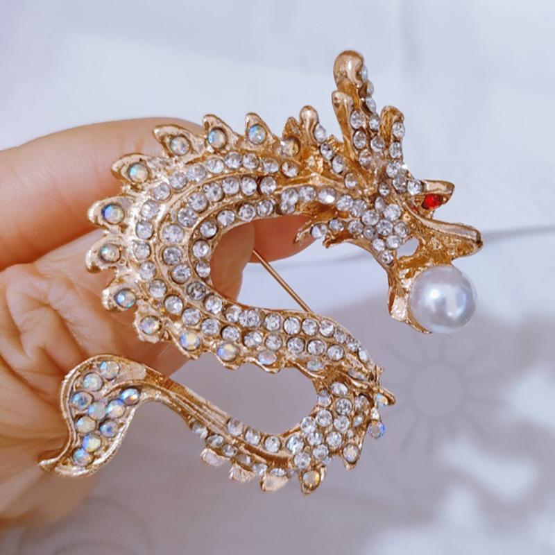 Креативная Личность Китайский Дракон Зодиак Брошь Значок для Женщин Мужчин Украшение Костюма Одежды Ювелирное Изделие Подарок