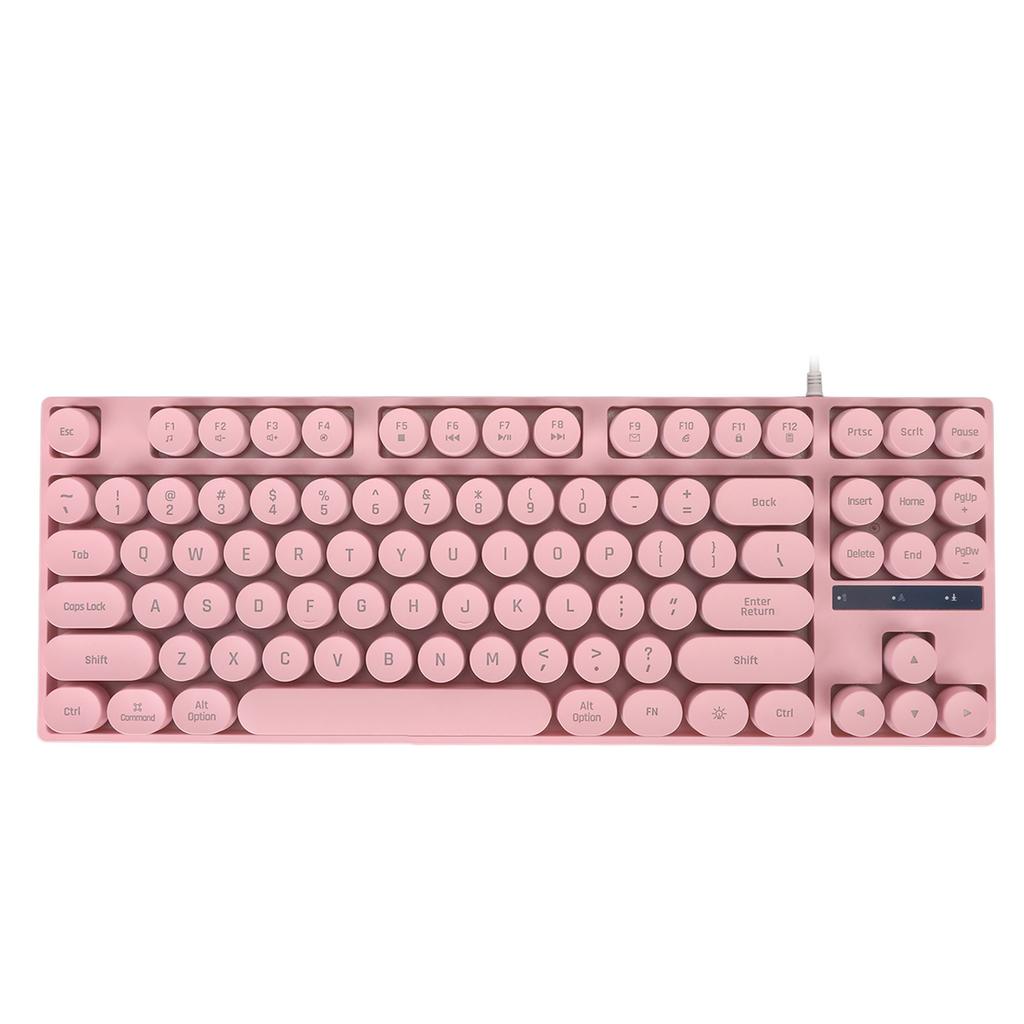 Gaming Keyboard USB Round 87 Keys Colorful Backlit Ergonomic Mechanical Touch Wired Keyboard for