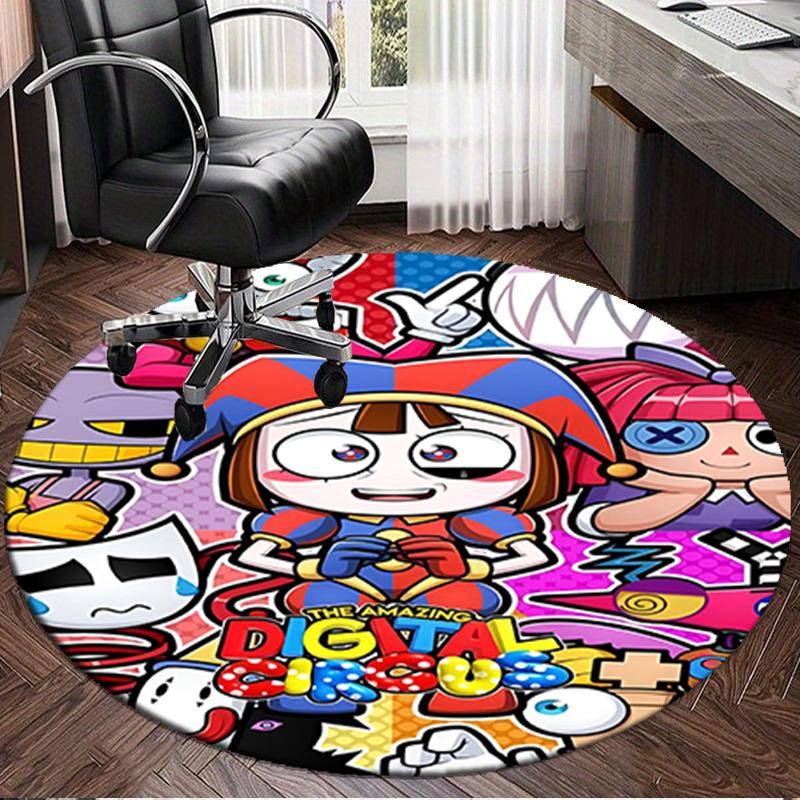 1PC Digital Circus Adventure Round Rug, Non-slip Chair Mat, Home Decor, Circle Carpet Perfect for Office, Bedroom, Living Room,Christmas gift