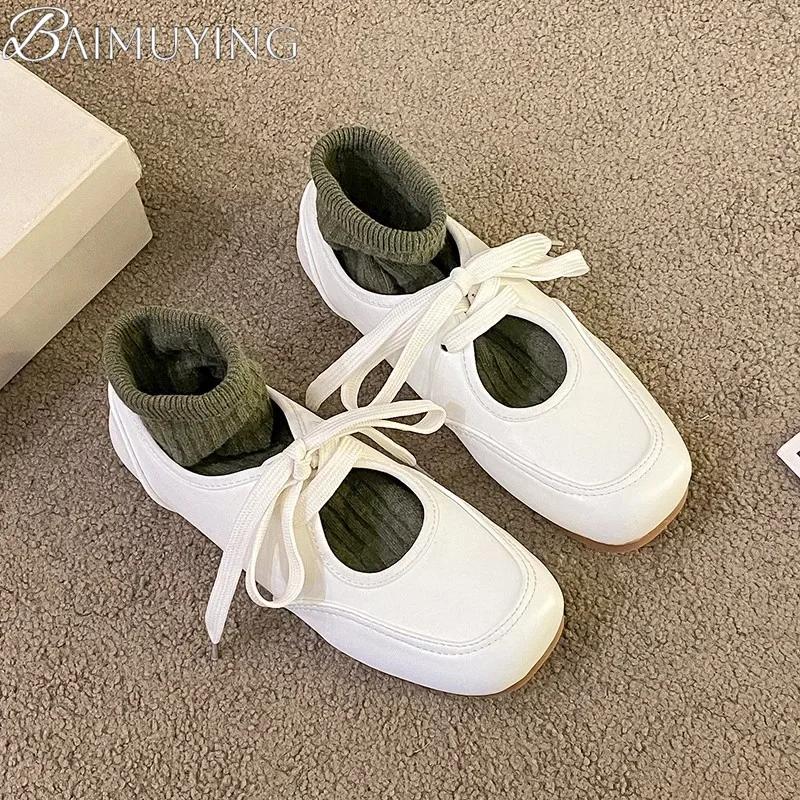 Fashion Flats Casual Shoes Women Sneakers Sandals Mary Jane Soft Leather Loafers Ballet 2025 Trend Brand Elegant Dress Lace Up Comfort