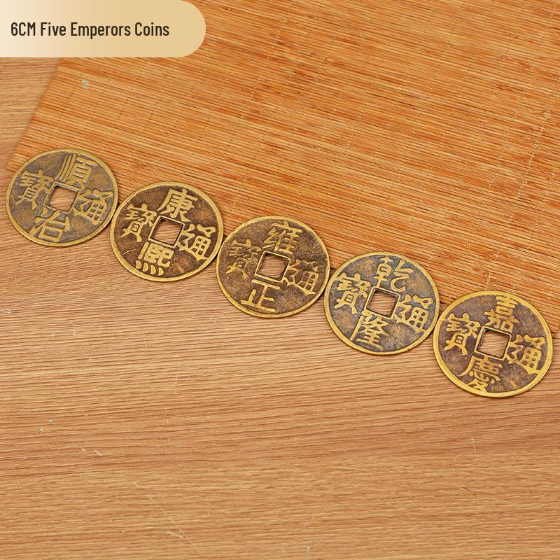 Антикварные украшения из настоящей меди и латуни с монетами Пяти императоров, ручная работа