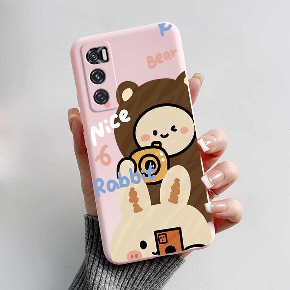 Чехол для Vivo V20 SE Чехол для телефона Vivo Y70 V20SE Милый Кролик Панда Расписной Мягкий ТПУ Чехол V2022 V2023 Защита Камеры Ударопрочный Задний Чехол