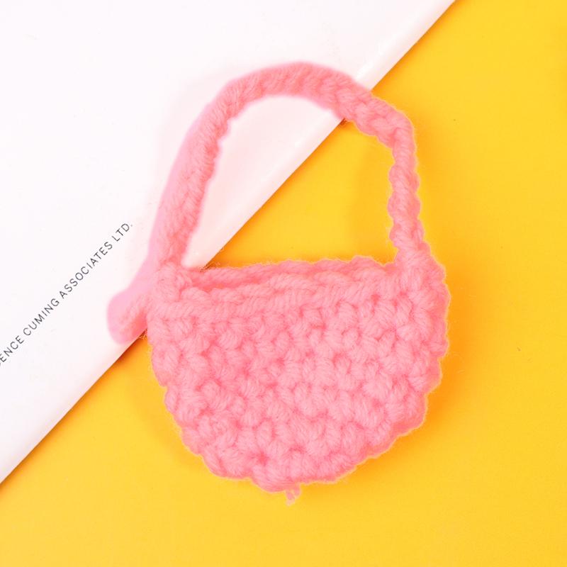 1:12 Miniature Knit Sweater Model Woven Plush Shoulder Bag Model Doll Accessories Dollhouse Toys