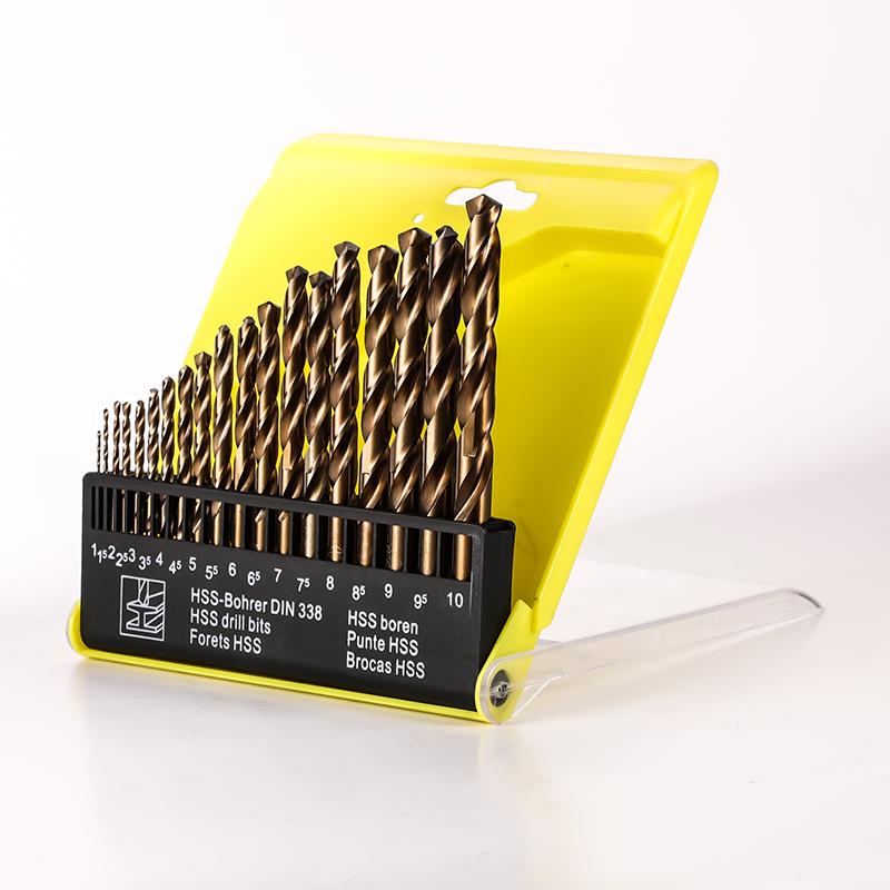 19 Piece Set, Woodworking Metal Drill Straight Shank High-Speed Steel Fried Dough Twists Drill Suitable for Metal Brick Concrete