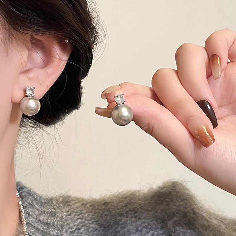 Элегантные белые серые серьги для женщин, серьги-гвоздики с кристаллами, ювелирные аксессуары