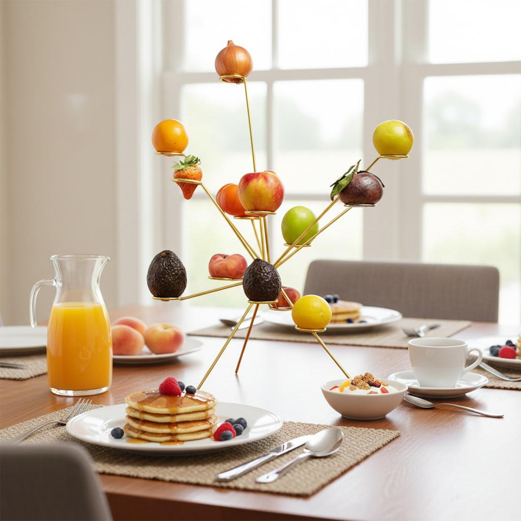 Exploding Fruit Bowl Creative Metal Fruits Stand Art 360° Floating Fruit Display For Kitchen Festival Party Desk Ornaments Decor