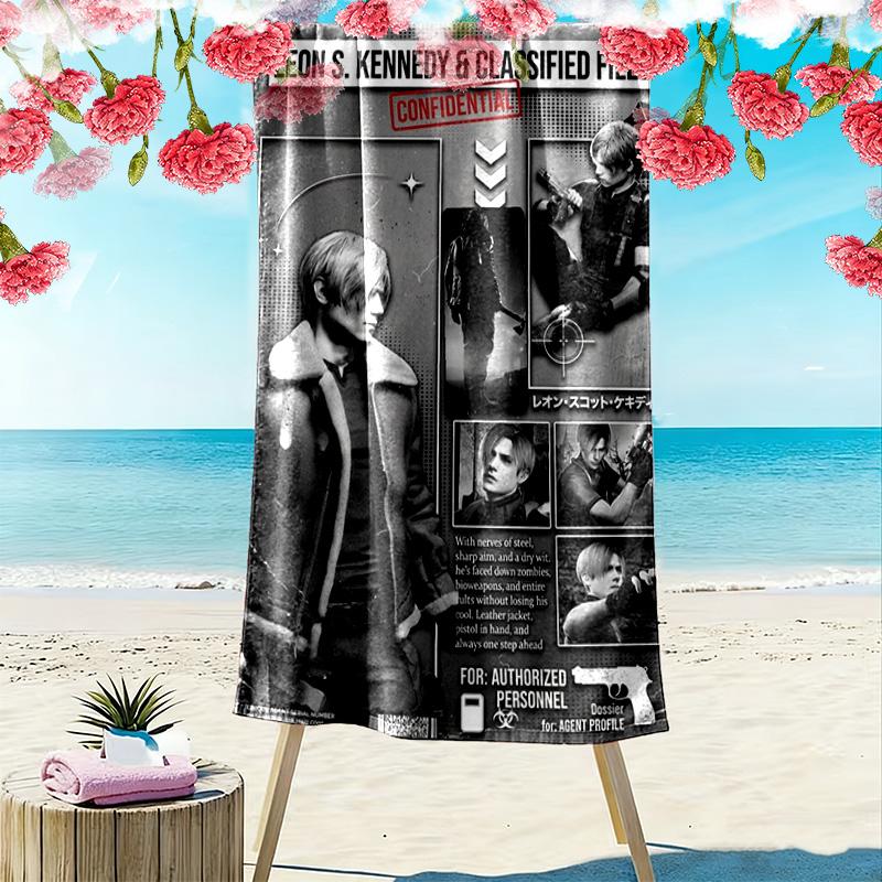 Leon Kennedy Print Beach Towel, Large Soft Quick Dry Towel for Beach Camping Swimming