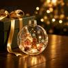 Clear Holiday Sphere Christmas Ball Ornament with LED Lights, Snow Scene Acrylic Decorative Pendants Decor, Shatterproof Xmas Tree Hanging