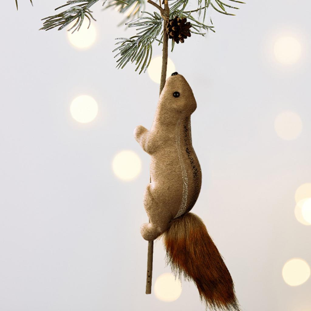 Artificial Squirrel Decoration Christmas Tree Hanging Ornament For Door Mantel Window Wedding Christmas Party Decoration