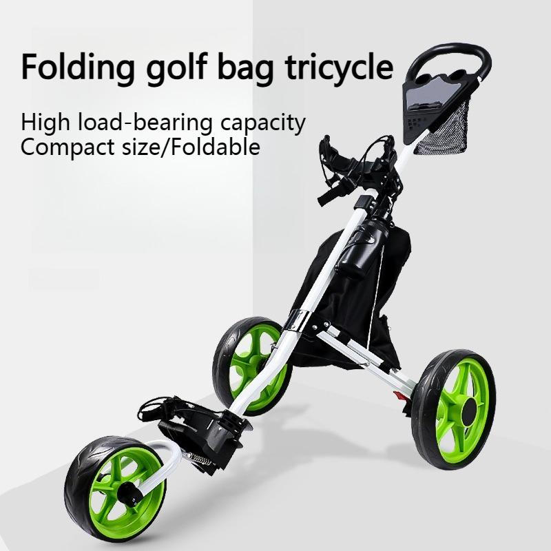 Golf Sports Three Wheeled Cart Easy To Fold, Detachable Small Volume Portable Aluminum Alloy Load-bearing Strong Golf Cart