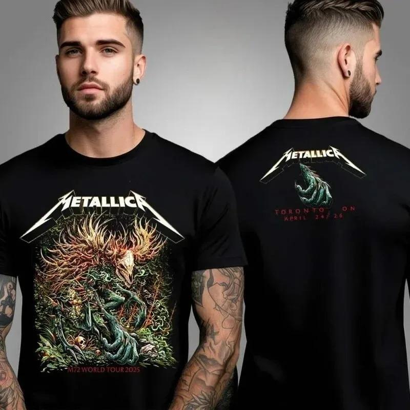 Мужская футболка Metallica с принтом тяжелой группы, оверсайз, уличный стиль, короткий рукав, плотный хлопок, высокое качество, свободная рубашка, одежда для мужчин и женщин