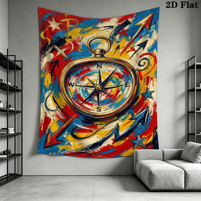 Compass Wall Tapestry Aesthetic Wall Hanging Printed Fabric Blanket Decorative Tapestries for Bedroom Living Room Home Decor