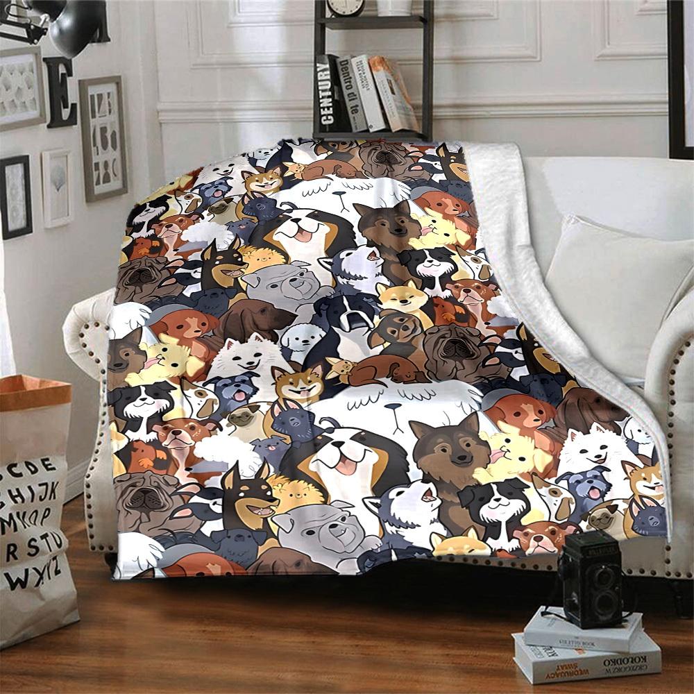 1pc Dogs, Pet Print Blanket Warm, Cozy, And Soft, Suitable for Sofas, Beds, Cars, And Office Use.Perfect for Camping And Travel, Making It a Great Gif
