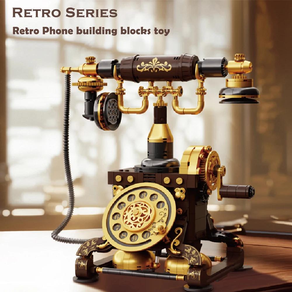 Kids Moc Building Blocks Toys Classic Creative Retro Telephone Desktop Decoration for Kids Adults Presents Birthday