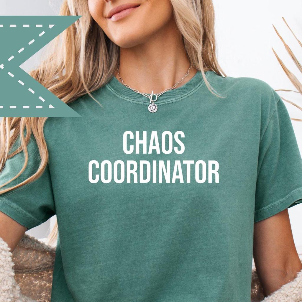 Chaos Coordinator Humor Tee, Oversized Mom Tee, Comfort Colors® Humor Shirt, Grandma Wife Teacher Graphic Tee