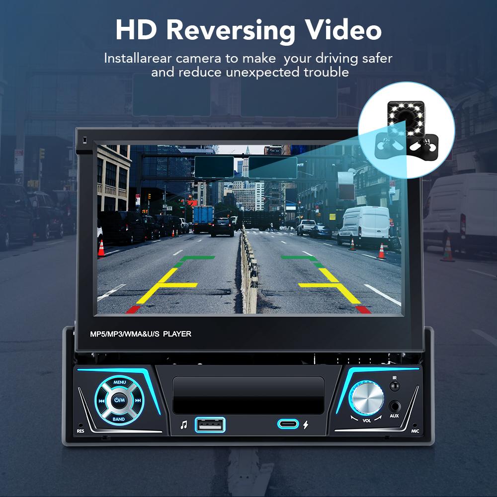 CarPlay Android Auto Car Stereo 7-дюймовый выдвижной экран Bluetooth RDS AM FM Радио Мультимедиа MP5 Плеер