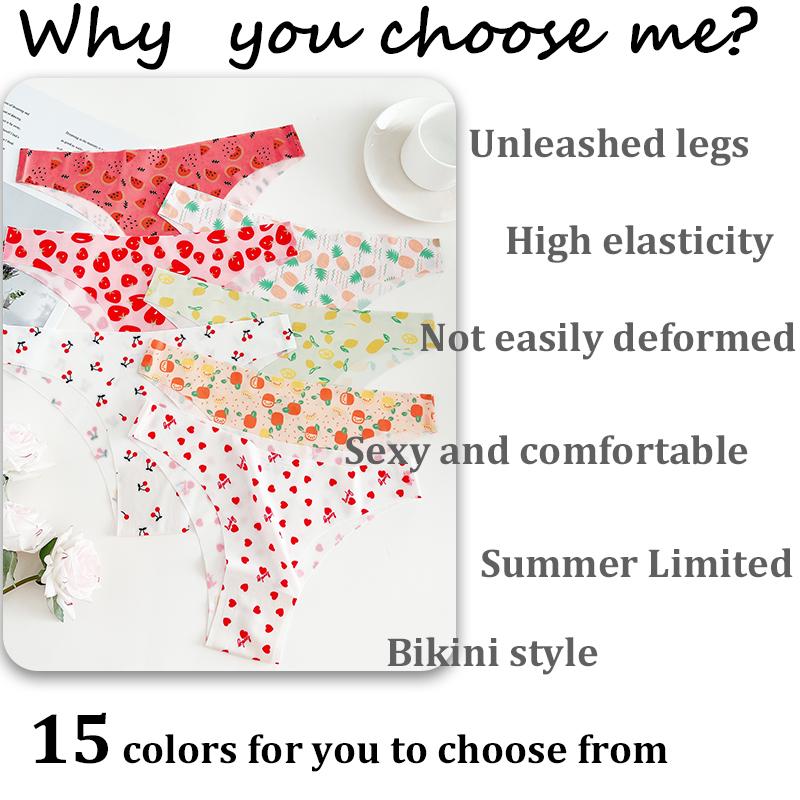 4Pcs/Set Seamless Colorful Brazilian Pants Lady Sexy Underwear Ice Silk Underpants Low Waist G-string Soft Thin Briefs
