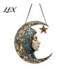 Colorful Glass Suncatcher 2D Acrylic Star Moon Lantern Suncatcher, Crescent Window Hanging Ornament Exquisite Craftsmanship for Home, Patio,