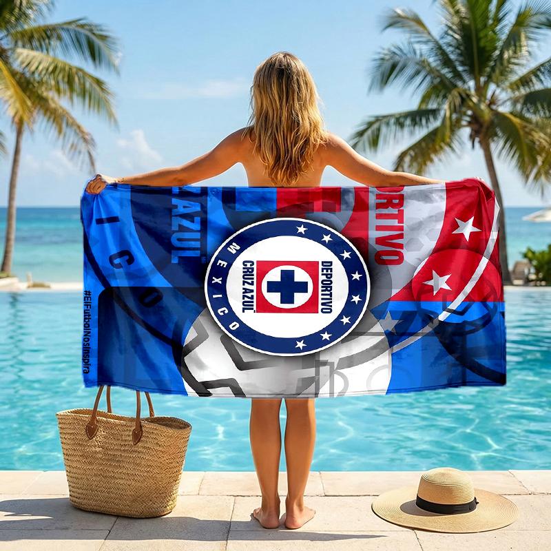 Cruz Azul Fashion Beach Towel: Ideal for Summer Adventures Soft, absorbent and quick drying suitable for swimming and bathing