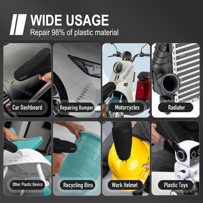 200W Plastic Welder 2 In 1 Car Bumper Repair Plastic Welding Repair Kit With Wipe Flat Head Tool +400/1200Pcs Welding Nail