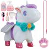 [PACZB][1] Interactive Plush Unicorn on a Leash, Battery Operated / WHITE / U881B
