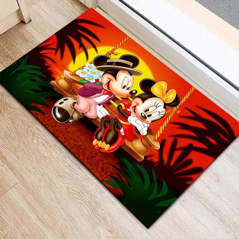 1pc Minnie and Mickey Pattern Area Rug Soft Flannel Floor Mat for Living Room, Bedroom, Sofa Coffee Table Floor Mat, Machine Washable