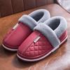 Waterproof Leather-Cotton Slippers, Non-Slip Closed Heel for Indoors