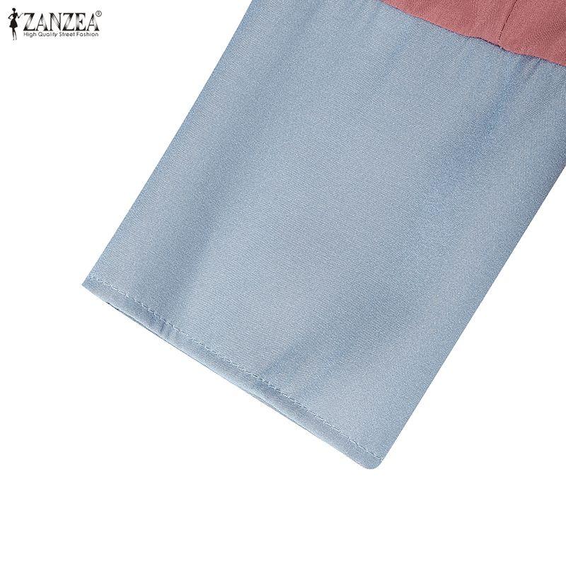 ZANZEA Женский повседневный кардиган-блейзер с длинными рукавами и лацканами с острыми углами, тонкий, в стиле пэчворк