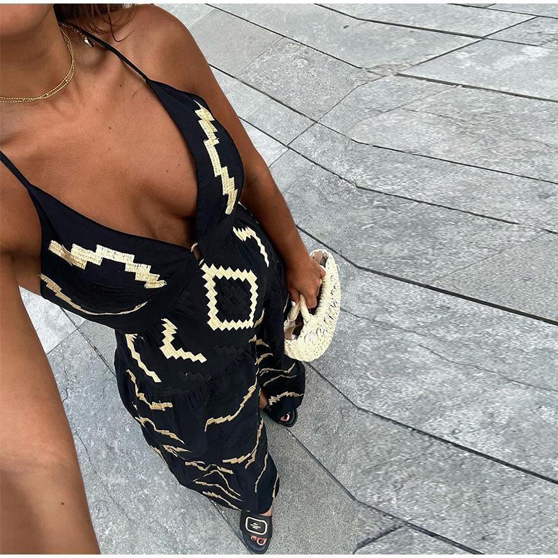 Летнее платье с открытой спиной и рукавами, сексуальное женское платье с V-образным вырезом и высокой талией