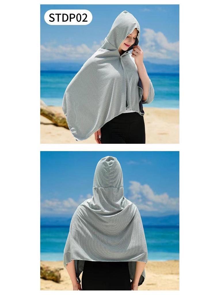 Outdoor Quick-Dry Beach Poncho & Sun Protection Cycling Shawl Hoodie