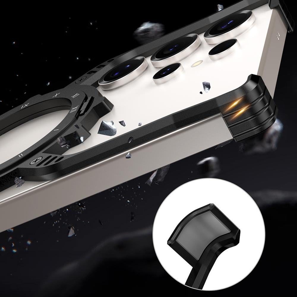 For Samsung Galaxy S23 Ultra Case Luminous Magnetic Kickstand Aluminum Alloy+PC Bumper Phone Cover Heat Dissipation