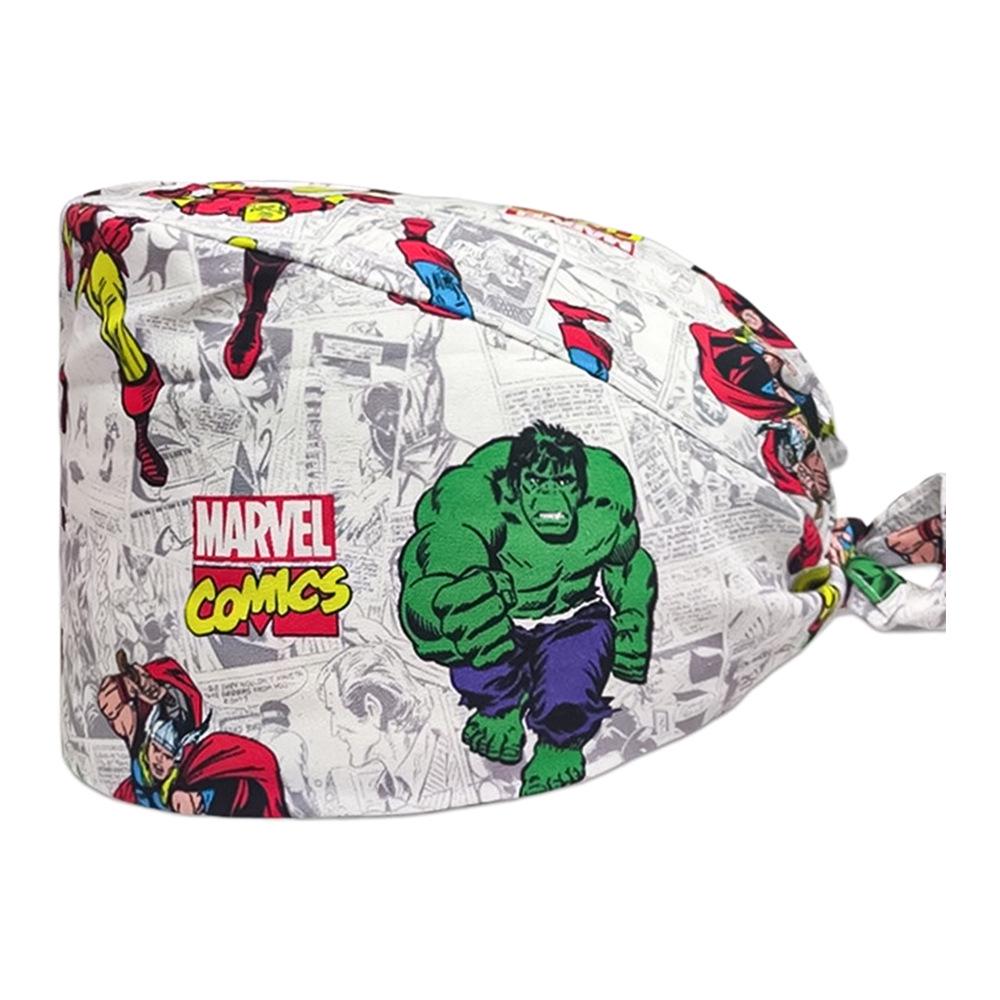 Unisex Cartoon Print Nurse Cap - Breathable, Sweat-Absorbent Surgical Cap for Pet Hospital and Medical Use.