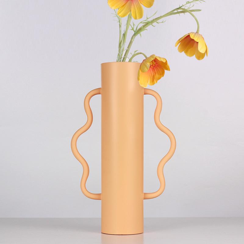 Геометрическая ваза в стиле скандинавского искусства, креативная нестандартная бинауральная ваза для цветов, модель входа в дом, мягкие украшения для дома
