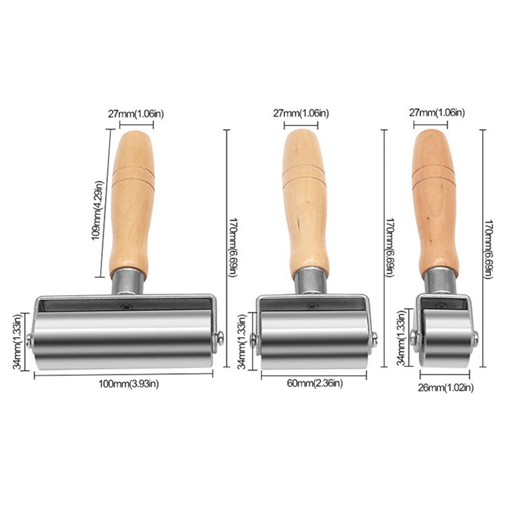 26mm 60mm 100mm Leather Press Edge Roller Wooden Handle Leather Rolling Craft Roller Seam Roller Leather Edge Creaser