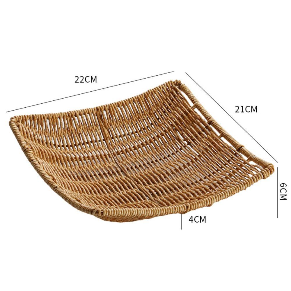 Square Wicker Tray Handwoven Fruit Container Picnic Basket Rattan Storage Basket Restaurants