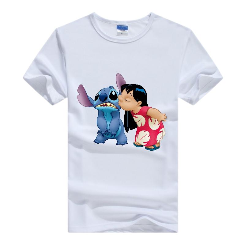 Casual Disney Cartoon Woman T-shirts Lilo Stitch Gothic Blouses Y2K Streetwear Tops Stich Grunge Men Clothing Summer Hippie Tees