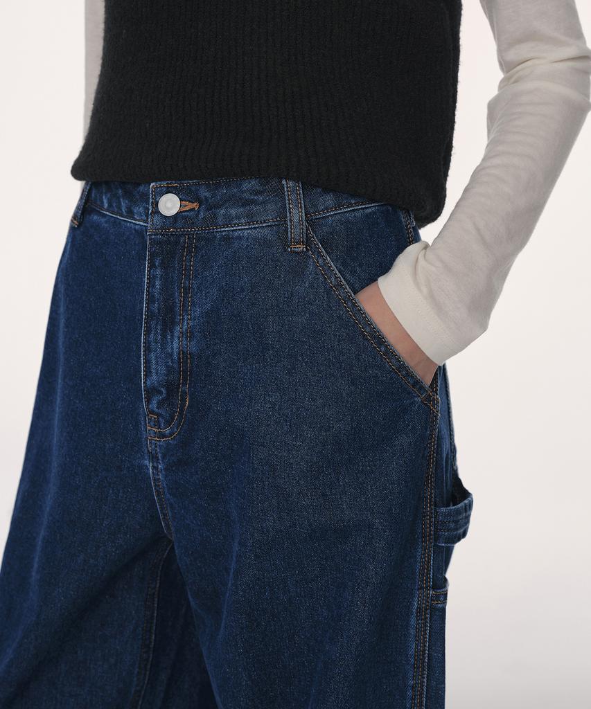 MUSINSA STANDARD WOMAN Women'S Denim Wide Carpenter Pants [Medium Indigo]