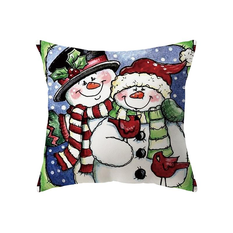 Merry Christmas Santa Claus Print Pattern Cushion Cover Home Living Room Sofa Decoration Polyester Pillow Pillow Cover