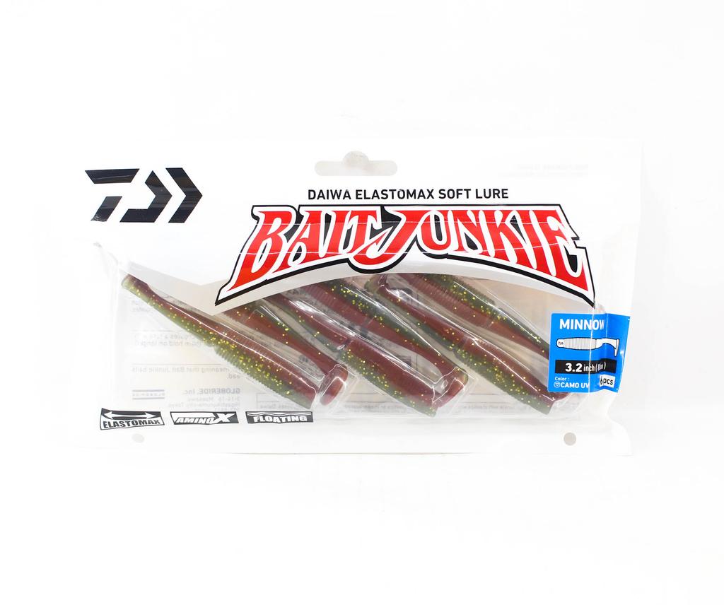 Daiwa Soft Lure Bait Junkie Minnow 3.2 Inch 6 Per Pack Camo UV (3023)