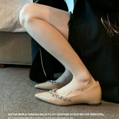 2025 новые французские вечерние туфли-лодочки со стразами, женские туфли на плоской подошве с острым носком, с неглубоким вырезом, на скрытой платформе, одинарные туфли для работы, с мягкой подошвой, женская обувь