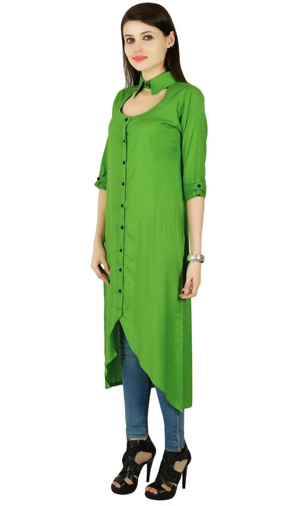 Bollywood Rayon 3 4 Sleeve Solid Kurti Women Ethnic Dress Tunic Top