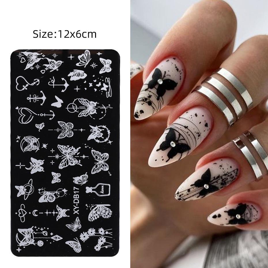 French Style Nails Art Stamp Plates Leaf Flower Stainless Steel Stencils Nail Printing Image Manicure Stamping Tools