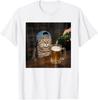 Funny Cat Drinking Beer Hat Graphic Unimpressed Tabby T-Shirt