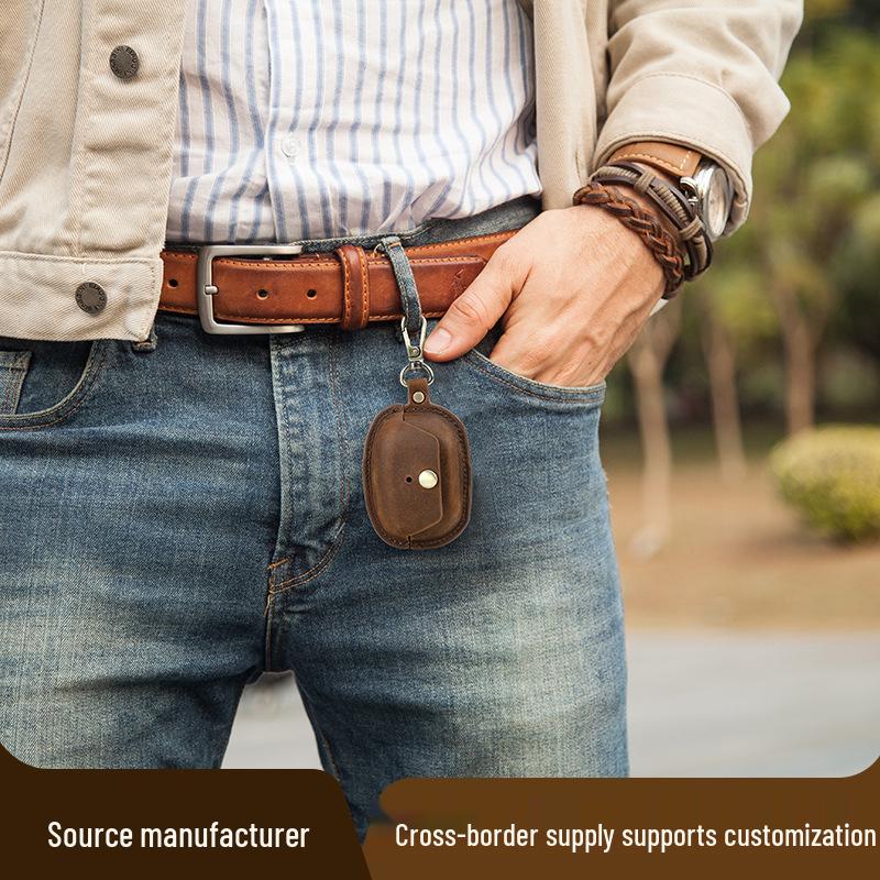 Чехол для наушников Sony WF-1000XM5 из натуральной кожи, противоударный, с крючком