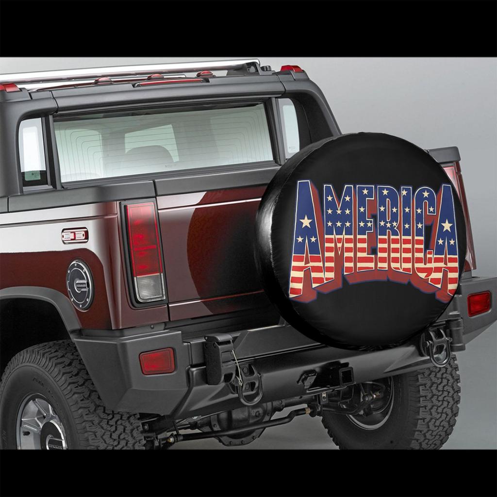 Patriotic Stars and Stripes AMERICA Tire Cover Durable Polyester Spare Wheel Protector for SUV