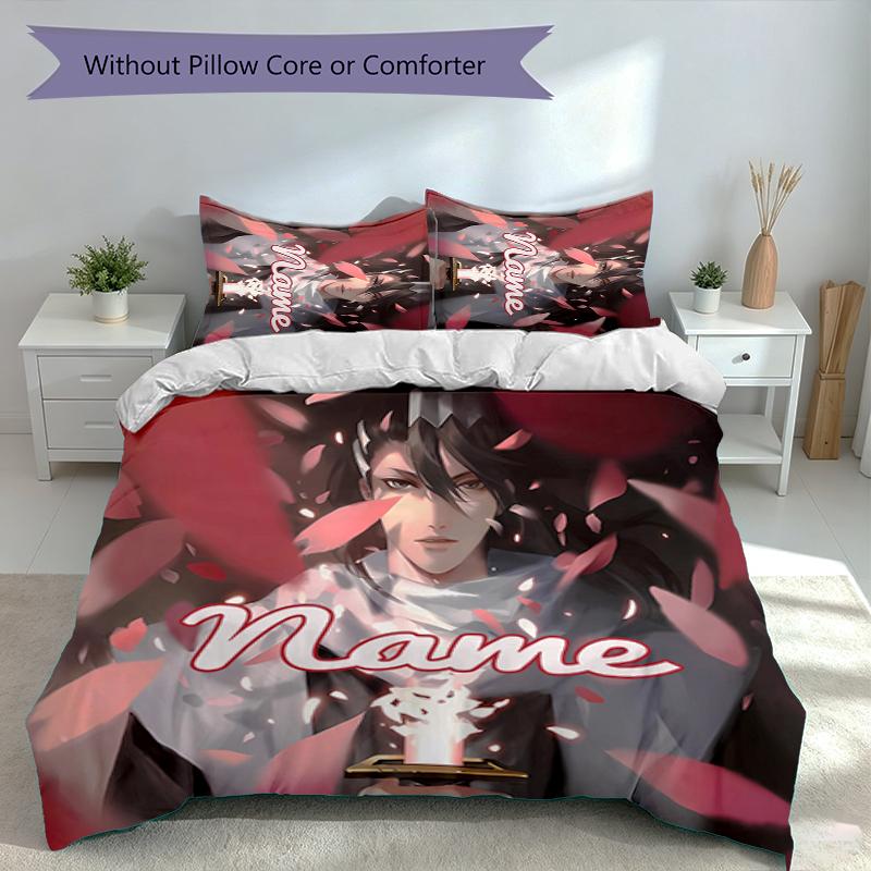3pcs Custom Name Byakuya Kuchiki Set,Includes 1 Duvet Cover and 2 Pillowcases,All-season Bedroom Decor