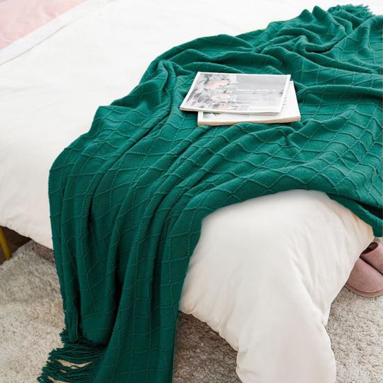 Вязаное одеяло с кисточками, легкое эластичное тканое одеяло для всесезонной вязальной машины