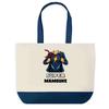Tote Bag - PLANETEE - Super Mamoune - Fond Bleu - Coton 40x45 Cm - Grand Format