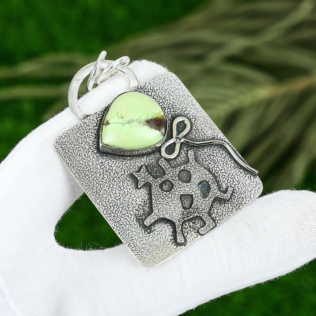 День сестер Распродажа Натуральный лимонный хризопраз 925 стерлинговое серебро Подвеска Ювелирные изделия