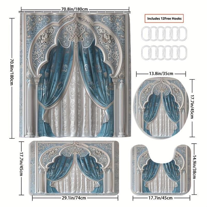1/4 шт., водонепроницаемая занавеска для душа с кисточками, синяя, декоративная, для ванной комнаты, нескользящий коврик для унитаза, коврик для ванной и 12 крючков